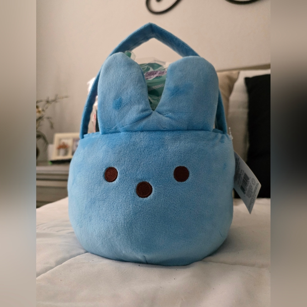 PEEPS Plush Bunny Basket- Blue